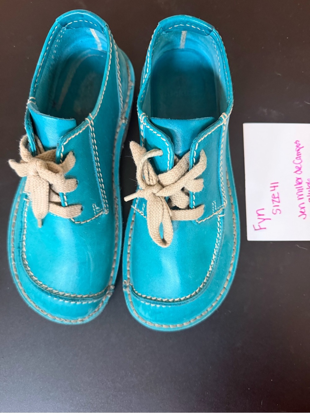 Turquoise Leather Lace-Up Women's Loafers by